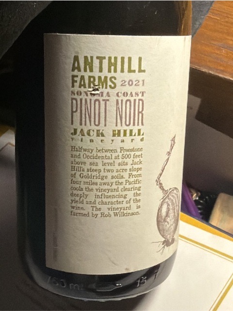 Anthill Farms, Jack Hill Vineyard Pinot Noir, Sonoma Coast