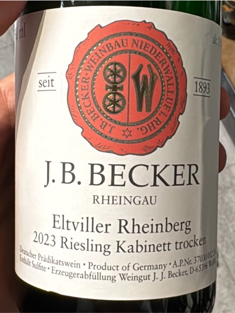JB Becker, Eltviller Rheinberg Spatburgunder Spatlese Trocken, Rheingau