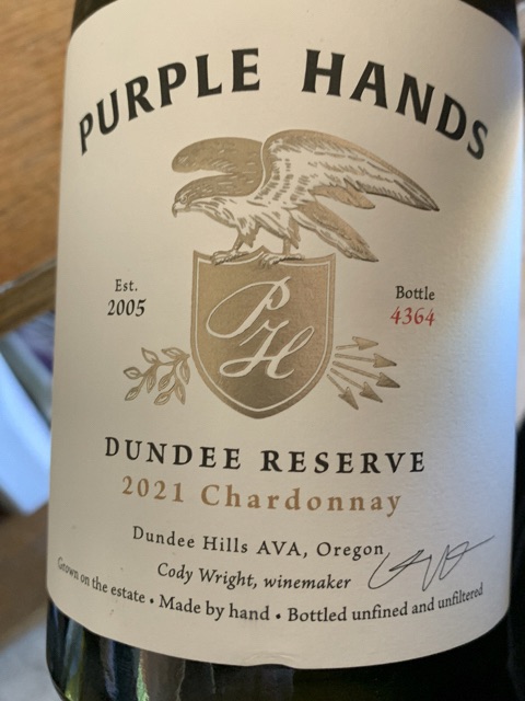 Purple Hands, Latchkey Vineyard Chardonnay, Dundee Hills