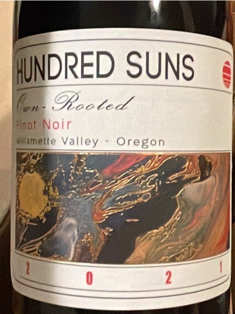 Hundred Suns, Own Rooted Pinot Noir, Willamette Valley