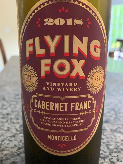 Flying Fox, Sly Fox CF Cabernet Franc, Virginia