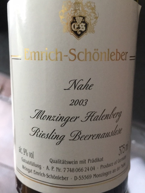 Emrich-Schonleber, Monzinger Fruhlingsplatzchen Riesling BA, Nahe
