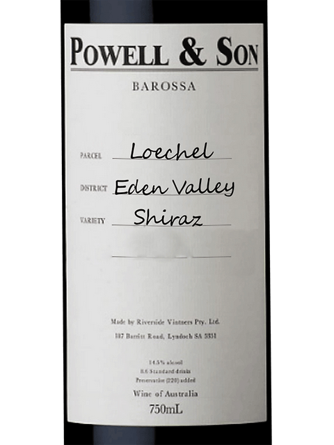 Powell & Son, Loechel Shiraz, Eden Valley