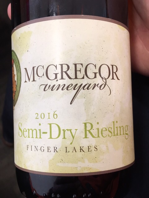 McGregor Vineyard, Semi-Dry Riesling, Finger Lakes