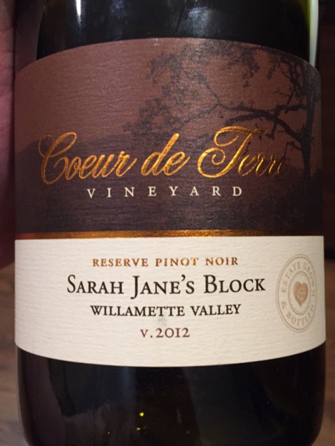 Coeur de Terre, Pinot Noir Sarah Jane's Block Reserve, Willamette Valley