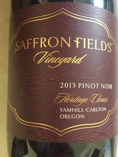Saffron Fields, Heritage Clones Pinot Noir, Yamhill-Carlton