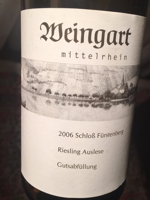 Weingart, Schloss Furstenberg Riesling Spatlese, Rheingau