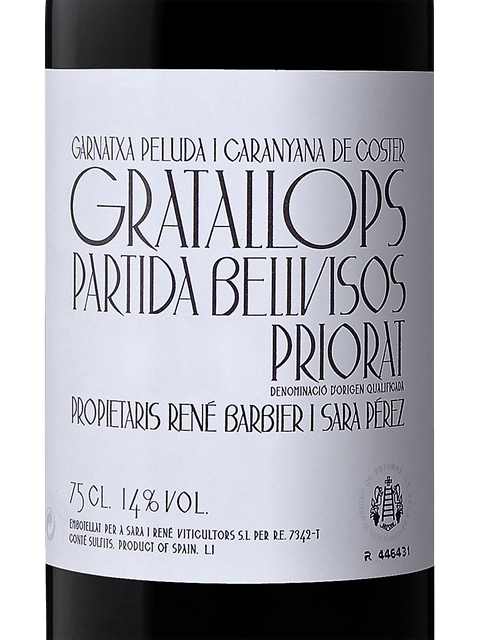 Rene Barbier i Sara Perez, Gratallops Partida Bellvisos Garnatxa, Priorat