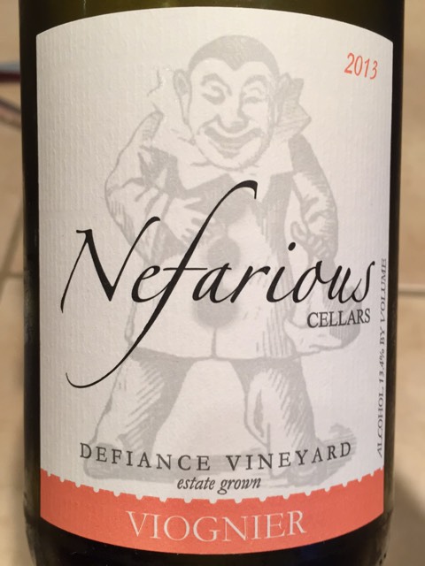Nefarious Cellars, Defiance Vineyard Viognier, Lake Chelan