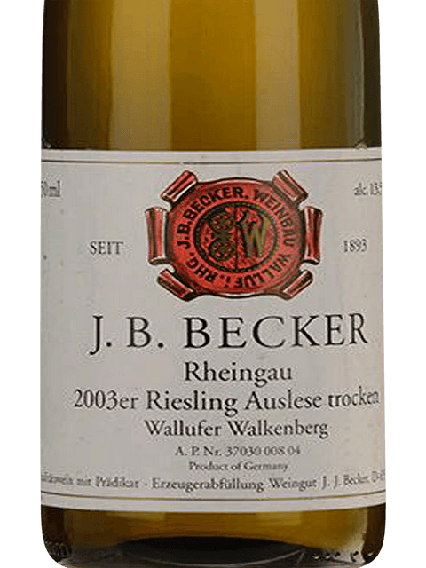 JB Becker, Wallufer Walkenberg Spatburgunder Spatlese Trocken, Rheingau