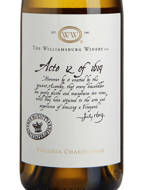 The Williamsburg Winery, Acte 12 of 1619 Chardonnay, Virginia