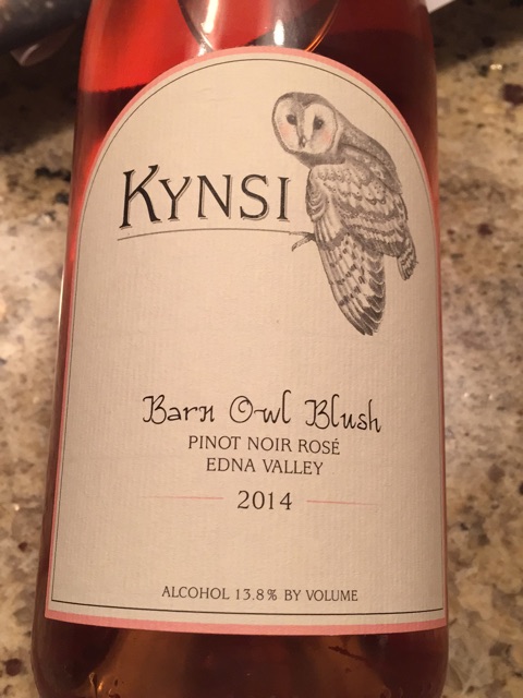 Kynsi, Barn Owl Blush Pinot Noir Rose, Edna Valley