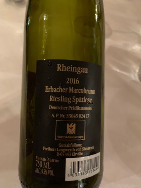 Freiherr Langwerth von Simmern, Hattenheimer Nussbrunnen Riesling BA, Rheingau