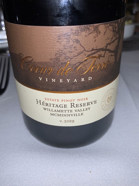 Coeur de Terre, Pinot Noir Estate Heritage Reserve, Willamette Valley
