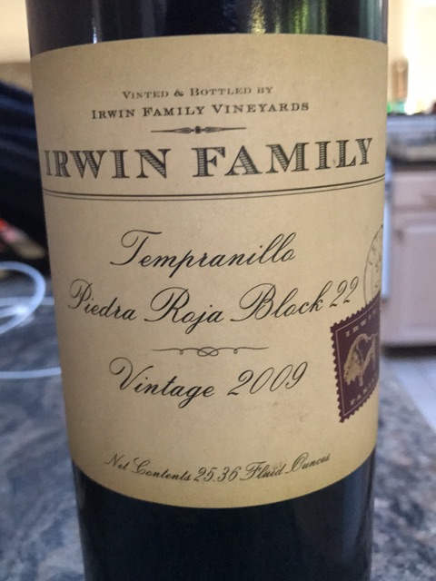 Irwin Family Vineyards, Piedra Roja Block 22 Tempranillo, Sierra Foothills